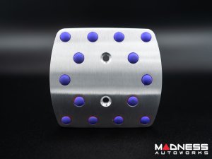 FIAT 500 Pedal Set + Footrest - Black Italy - Automatic - Aluminum w/ Blue Rubber Grips